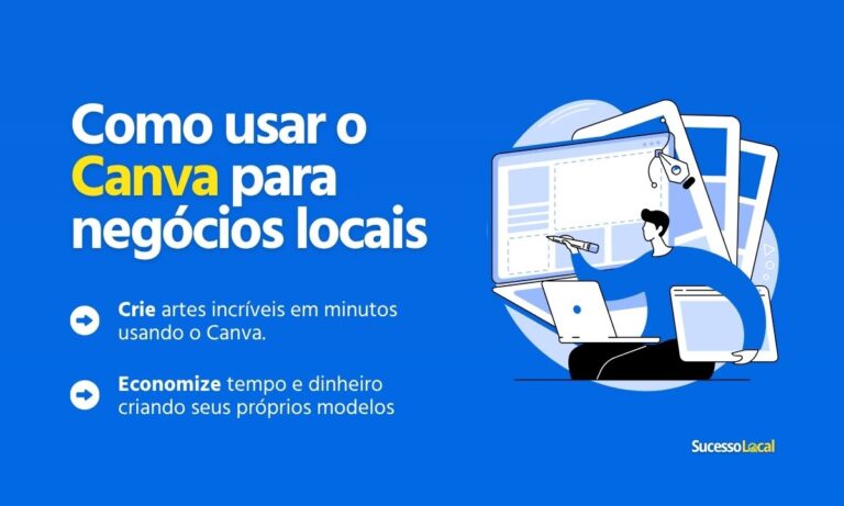 Pessoa usando o Canva para criar postagens de negócios locais