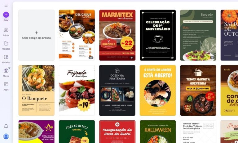 Modelos prontos do Canva para posts e panfletos